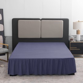 Navy Blue Bed Skirt Full Size Ruffled Bed Skirt with Split Corners, Full Bed Skirt 18 Inch Drop, Full Size Bed Skirt Black for Ruffled Bed Skirt with Split Corners, Bed Skirt Full Size