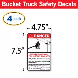 Greenyef Graphics (4 Pack) Electrical Hazard Sticker (4.75" x 7.5") Safety OSHA Laminated Decal