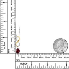 Gem Stone King 925 Sterling Silver and 10K Yellow Gold Gemstone Birthstone and White Lab Grown Diamond Infinity Pendant Necklace For Women | Oval 8X6MM | 18 Inch Silver Chain