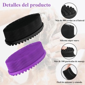 SSX-KJ 2 pcs Cepillo de Baño de Silicona,Cepillo Corporal de Silicona,Utilizado para Bañarse,Durable y Fácil de Limpiar,Masajes y Exfoliación de la Piel,Adecuado para Masaje en Baño,Negro+Morado