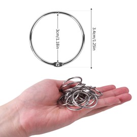 Pack of 20 Book Rings 3 cm Binder Rings Ring Binder Loose Leaf Connectors Metal Books Rings Binder Rings Silver for Crafts Paper Cards Key Rings Scrapbook Album