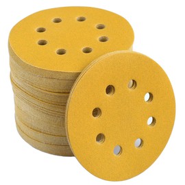 Aiyard 5-Inch 8-Hole Hook and Loop Sanding Discs 180-Grit Random Orbit Sandpaper, 100-Pack
