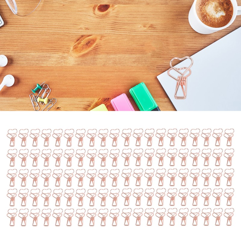 100 Pcs Binder Clips Hollow Heart Shape Strong Clamping Force