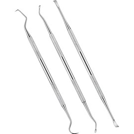 MedTool 3 Pieces Dog Dental Tooth Scaler and Scraper Stainless Double Headed Tarter Removing Tool Scraper Pet Teeth Cleaning Tools for Dog and Cat, Silver