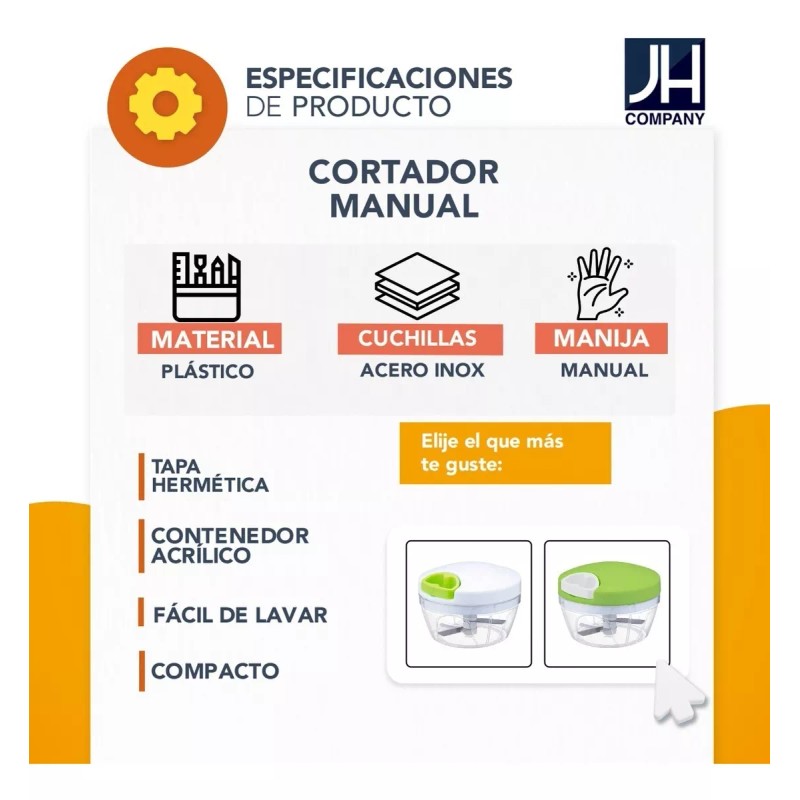 J.H. Company Cortador Para Verdura Manual Picador Alimentos Cocina 9389