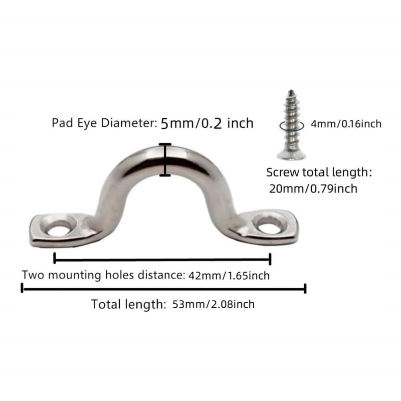 UPEYXDQR M5 Stainless Steel Bimini Top Hardware, 15Pcs Pad Eye