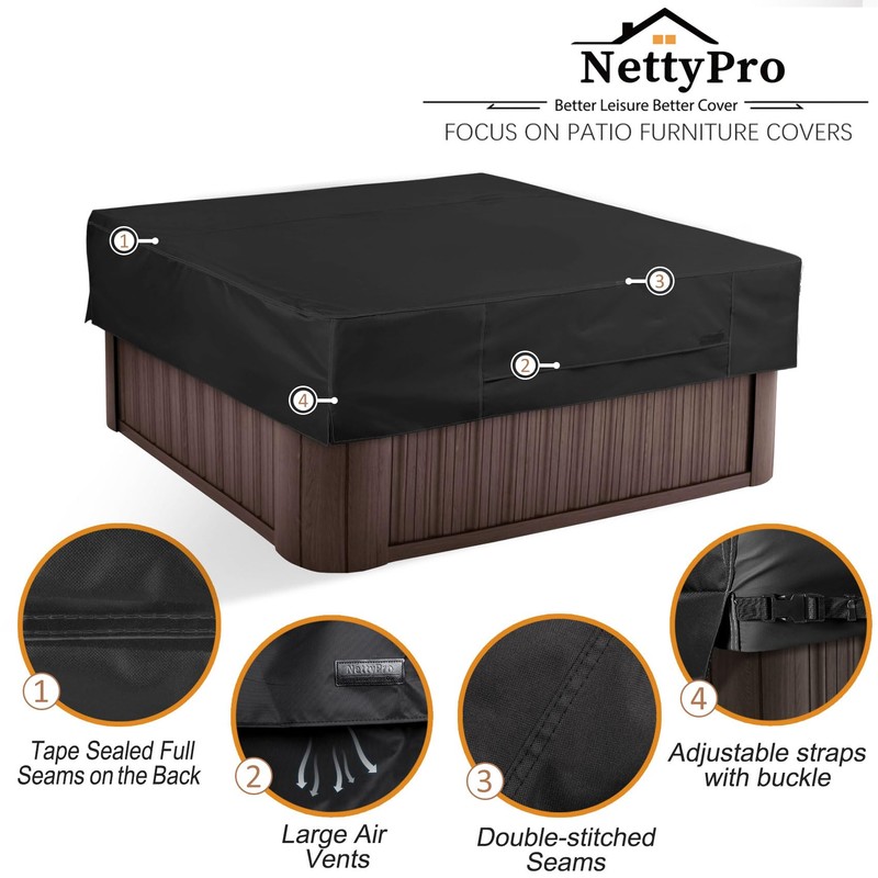 NettyPro Hot Tub Cover Protector Waterproof Outdoor SPA Cover Cap