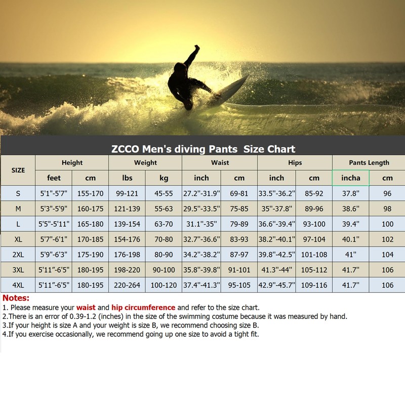 ZCCO Men&Women Wetsuit Pants, 1.5mm/3mm Neoprene Long Pants Keep Warm,Diving