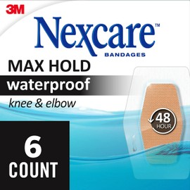 Nexcare Max Hold Waterproof Bandages, Stays On for 48 Hours, Flexible Bandages for Fingers, Knees and Heels - 6 Pack Clear Waterproof Bandages