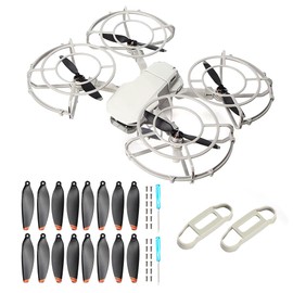 Protector de hélice Mini 2 de 360° + 16 hélices de bajo ruido y cuchillas de liberación rápida + 1 par de soportes de hélice para DJI Mini 2/Mini 2 SE/Mini SE/Mini 4K Drone Accesorios