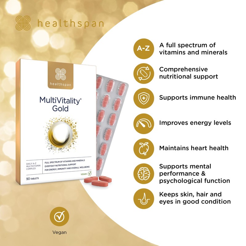 Healthspan Multivitamin Gold (90 Tablets) | A-Z Formulation | Wellbeing