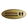 Signs ByLITA Oval RESTROOM RIGHT ARROW Sign (Brushed Gold) -