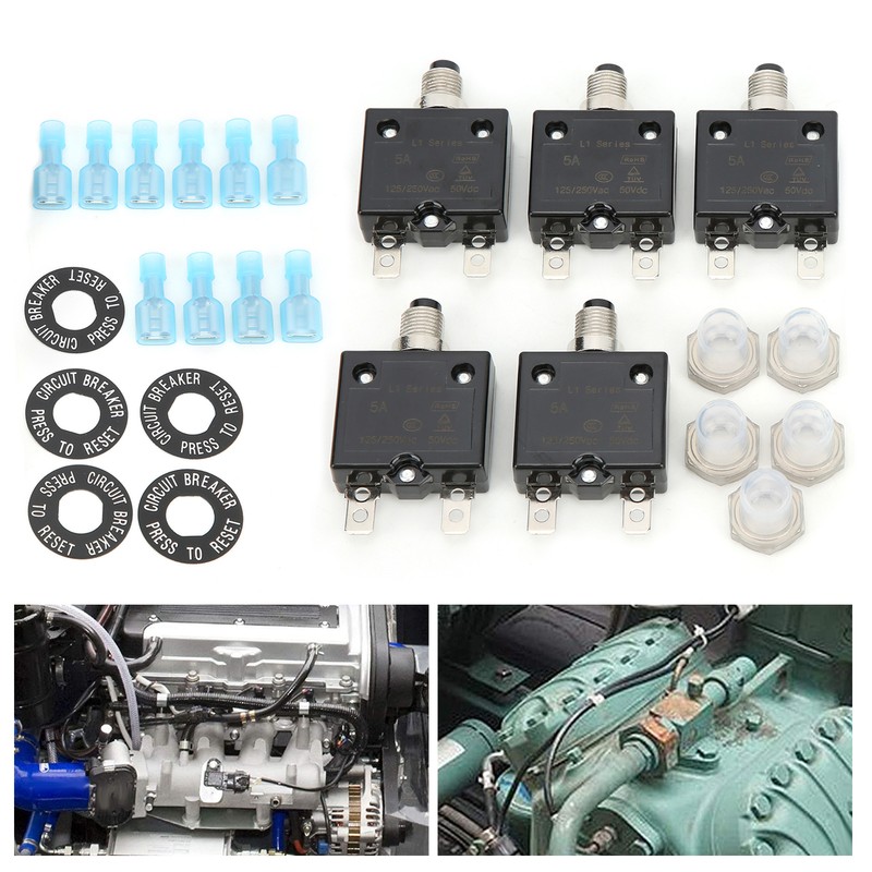 5A Thermal Circuit Breaker with Quick Connect Terminals Waterproof Cap