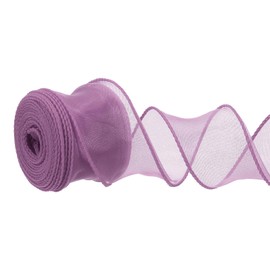 PATIKIL Wired Chiffon Ribbon 1-1/2 Inch x 10 Yard, Sheer Wired Organza Ribbon Fishtail Yarn Gift Ribbons for Crafts Gift Wrapping Floral Bouquet, Purple