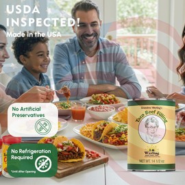 Werling & Sons Taco Beef Filling 14.5 Oz – Fully Cooked, Heat & Serve | Premium Shelf-Stable Canned Meat | For Everyday Meals, Emergency Food Storage, Camping, Survival, Prepping & Quick Meals | Made in USA | 5-Year Shelf Life | Pack of 12