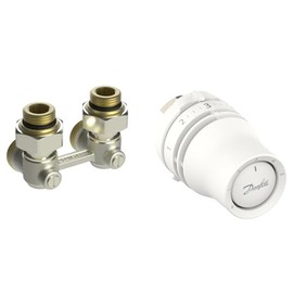 Danfoss Redia 015G5131 Combination Set Radiator Thermostat + Corner Valve for Radiators with Floor Connection and M30 Valve Core, White