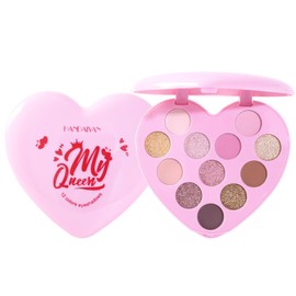 Love Heart Shape Eyeshadow Palette 12 Colours Matte Pearlescent Highlight Brighten Pigment Contour Shadow Blush Cute Girl Makeup Palate (Pink)