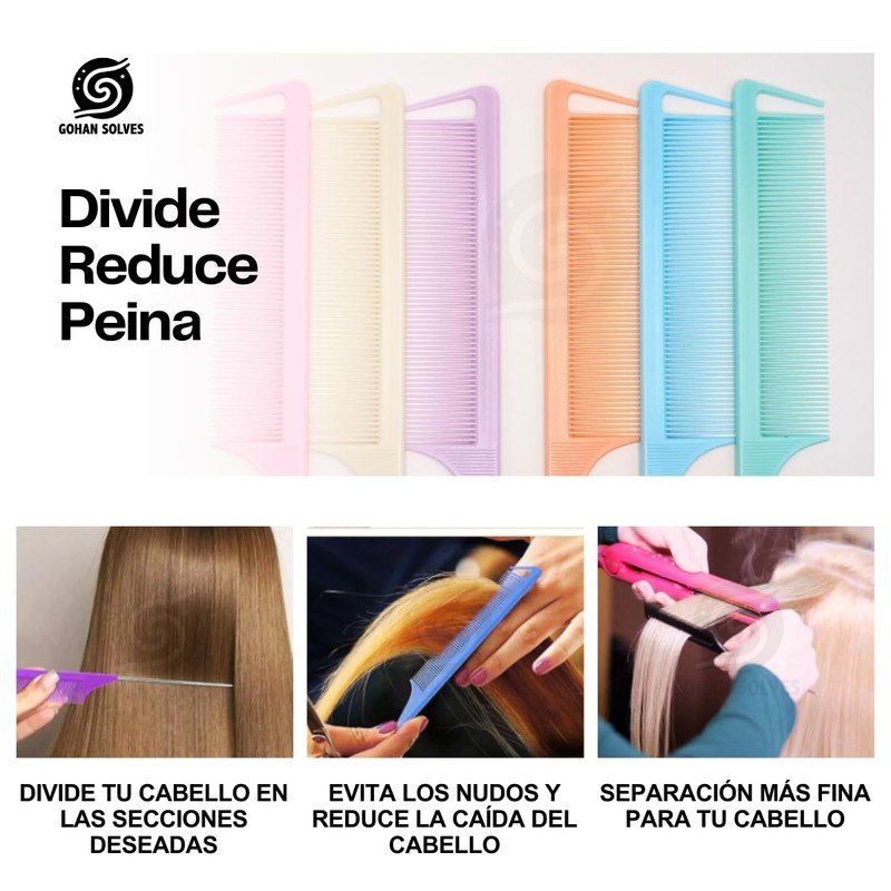 Peine Profesional Cola De Metal, Resistente Calor, Varios Colores (ROSA)