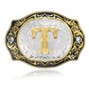 BBOTEN Western Initial Letters Belt Buckle ABCDEFG to XYZ Golden