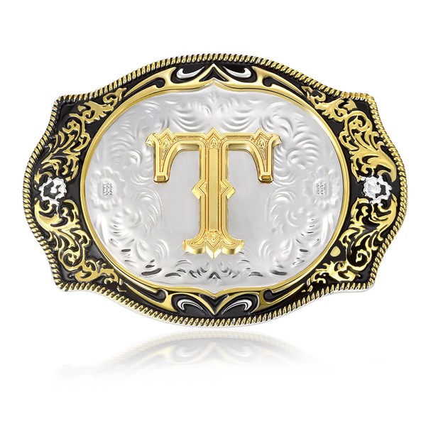 BBOTEN Western Initial Letters Belt Buckle ABCDEFG to XYZ Golden