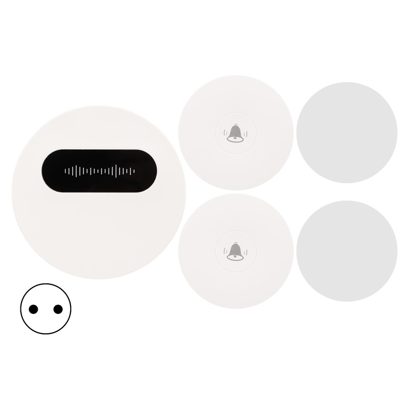 Wireless Doorbell Self Generating 1 Receiver 2 Push Button Battery