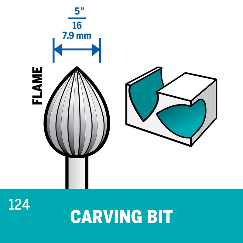 Dremel 124 Rotary Tool Accessory Carving Bit- Perfect for Wood,