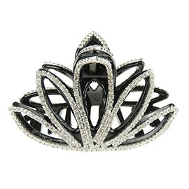 Womens Black Extra Sparkly 8cm Diamante Crystal Evening Bridal Wedding Guest Party Bridesmaid Birthday Hair Accessories Jaw Styling Hair Claw Clamp Clip Spikey Leaves