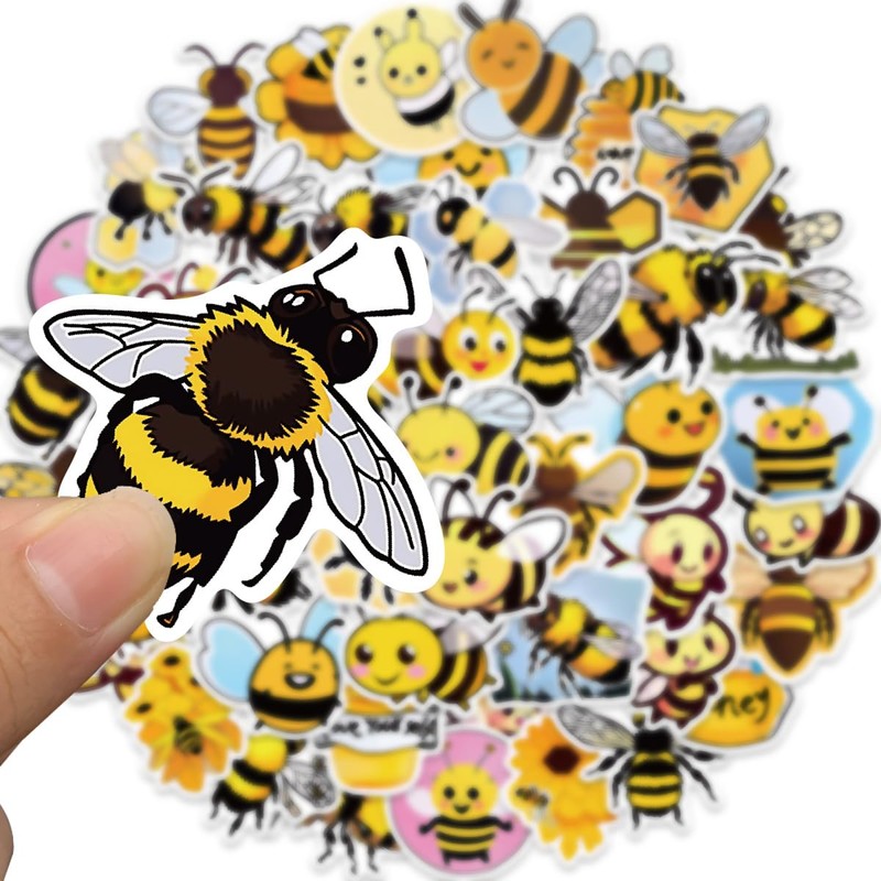 50PCS Cute Bee Sticker Pack – Kawaii Cartoon Bee, Honey,