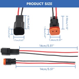 14 AWG 2-Pin DT Waterproof Electrical Connector Set - Male & Female Automotive Wire Connectors for Car, Truck, Boat, Motorcycle - 3-Pack Waterproof Harness Pigtail