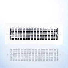 14" x 4" Duct Hole [15.6" x 5.6" Face] Aluminum Single Deflection Adjustable Air Supply Register with Multi-Shutter Damper - High Airflow - HVAC Wall Vent Cover