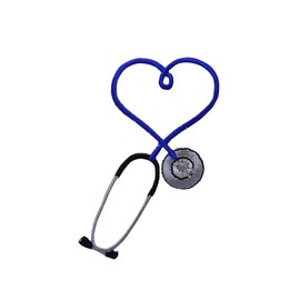Blue Medical Heart Stethoscope Embroidered Iron on Patch