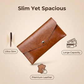 SUSOYAOCHEN Leather Cash Envelope System Wallet, Reusable Retro Currency Money Bag Dollar Bills Organiser Envelopes Bag for Men and Women (Brown)