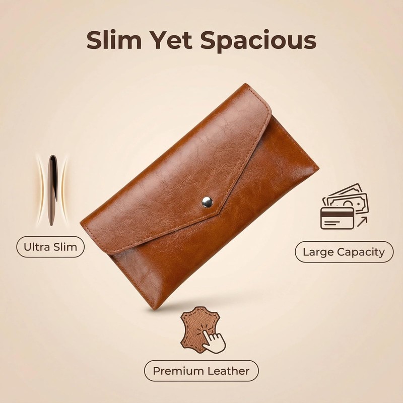 SUSOYAOCHEN Leather Cash Envelope System Wallet, Reusable Retro Currency Money