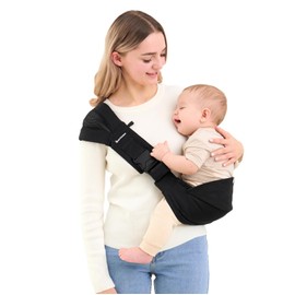 AUYEAZGO Toddler Sling Carrier, Premium Cotton, Expandable & Ergonomic, One Size Fits All, Ideal for 6-48 Months (11-44 lbs), Compact & Easy to Use, Pure Black
