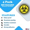4 Pack Biohazard Warning Stickers - 50mm Vinyl Labels -