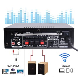 BT-298 pro Audio Amplifier Bluetooth 5.0 HiFi Stereo AMP Speaker 50W X 2 Max 600W Output Mini Digital Power Amplifier Receiver with 12V 5A Power Supply,Remote Control,for Car Home Bar Party