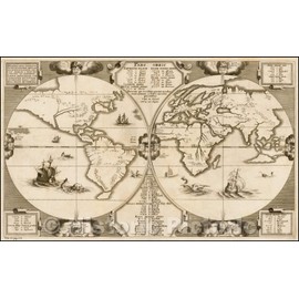 Historic Map - World Benedict Arias Montanus Sacrae Geographiae Tabulam ex Antiquissimorum Cultor, 1660, Benedictus Arias Montanus - Vintage Wall Art 24in x 16in