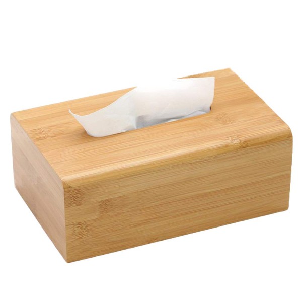 Performore Bamboo Tissue Box Cover - Water-Resistant Rectangular Wooden Facial Tissue Box - 27 x 15.5 x 11.5 cm Wooden Tissue Box - Ideal for Bathroom, Office Desk & Nightstand