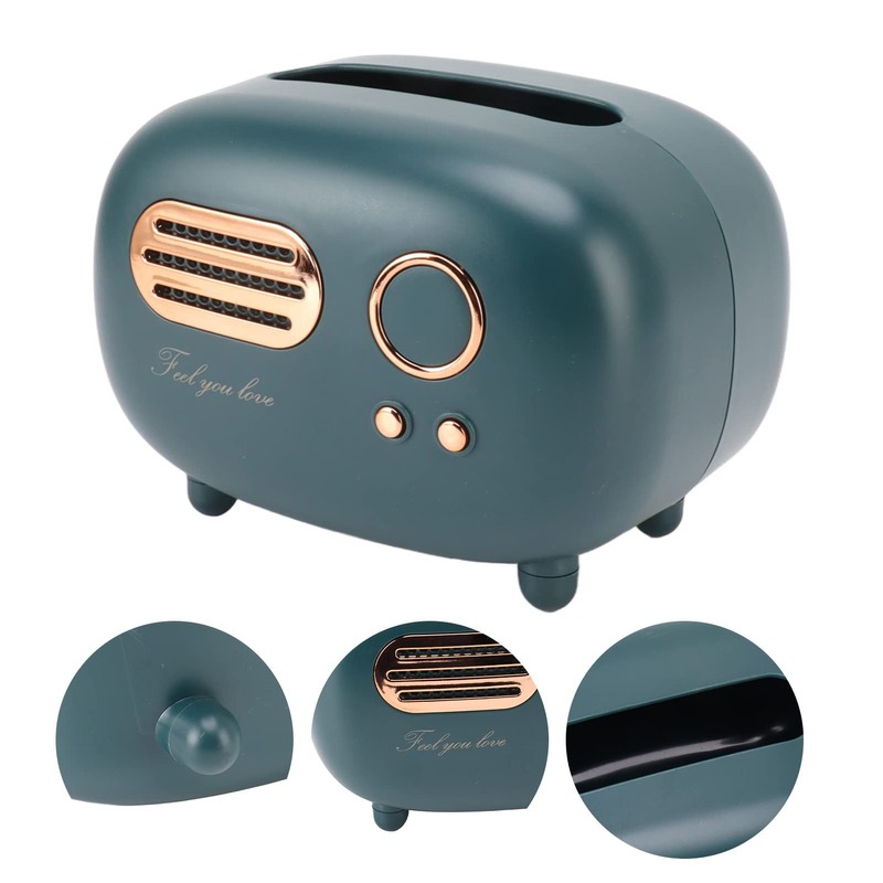 Dpofirs Retro Green Radio Shaped Facial Tissue Box Holder