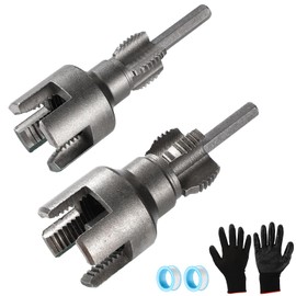 Lyreh 2pcs Integrated Internal & External Pipe Threading Tool, Steel 1/2'' & 3/4'' Internal External Water Pipe Threader for Electric Drilling Dual-Function Pipes Thread Cutting Tool for Home Repair