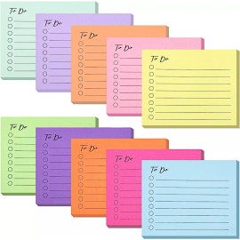 EOOUT 10 Pack Lined Sticky Notes, 3"x4", 500 Sheets, to Do List Notepad,