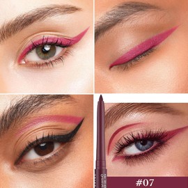 Mefyhtune Burgundy Eyeliner Pencil Waterproof Retractable Eyeliner Burgundy Smudge-proof Hypoallergenic (07#)