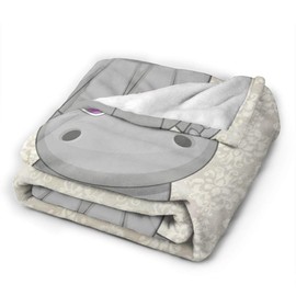 Hippo with Heart Glasses Ultra Soft Flannel Fleece All Season Light Weight Living Room/Bedroom Warm Blanket