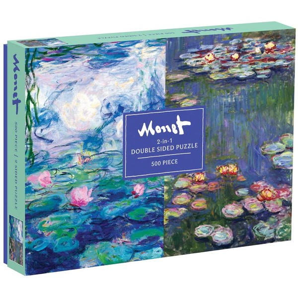 Galison Monet 500 Piece Double Sided Jigsaw Puzzle for Adults and Families, Classic Art Puzzle with Art from Monet on Both Sides