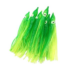 Cheerouters Hoochie Octopus Skirts Trolling Lures Fishing Tackle Soft Plastic Lures Luminous Squid Skirts Saltwater/Bait Lures Multicolored (3.9in/22Pack, Green/Non-Luminous)