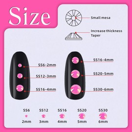 MAQIAO 26000Pcs Flat Back Rhinestones for Nail Art Crafts Clothes Clothing Shoes Cup, Bright Resin Rhinestones with b7000 Gem Glue Bulk Bedazzled Crystals Diamonds 2-6mm(Rose-red Color)