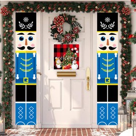 Nutcracker Door Banner Christmas Door Decorations,Garage/Front Door Nutcracker Christmas Outdoor Decorations,Life Size Soldiers Nutcracker Banners for Xmas Gifts,Christmas Porch/Door Frame Decorations