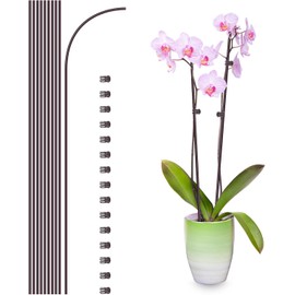 10 estacas de soporte para plantas con 15 clips de plantas, palitos de plantas para plantas de interior y exterior, clips y estacas de orquídeas, estacas de flores de un solo tallo doblables de 16