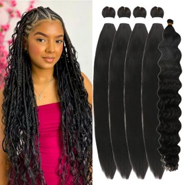 Black Braiding Hair Pre stretched for Boho Braids Deep Wave Curly Braiding Hair Extensions for Bohemian Braids Hypoallergenic Synthetic ez Braid