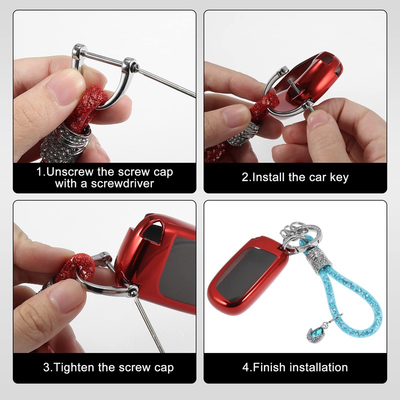 X AUTOHAUX Car Keychain Key Fob Accessories with Bling Rhinestones
